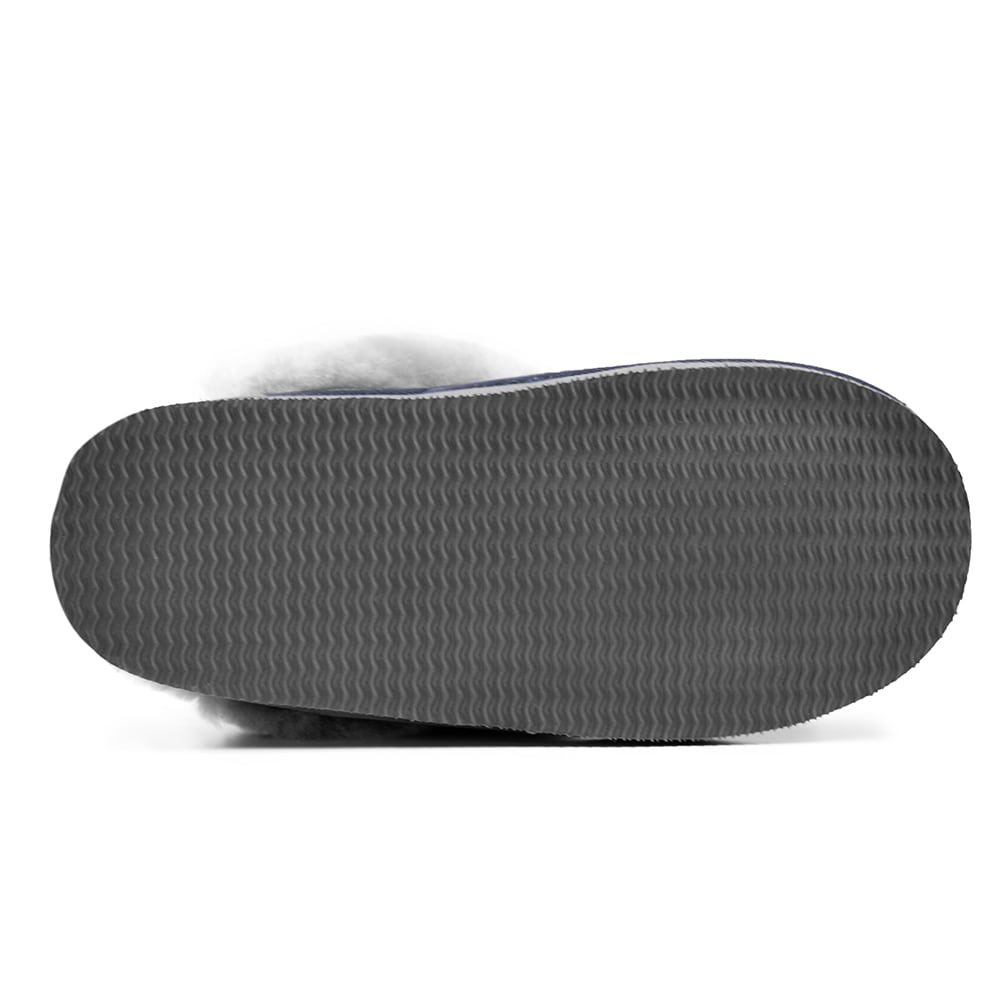 Produktbild 7 - Minfot Fårskinnstofflor Slip-on Duved med sula Blå