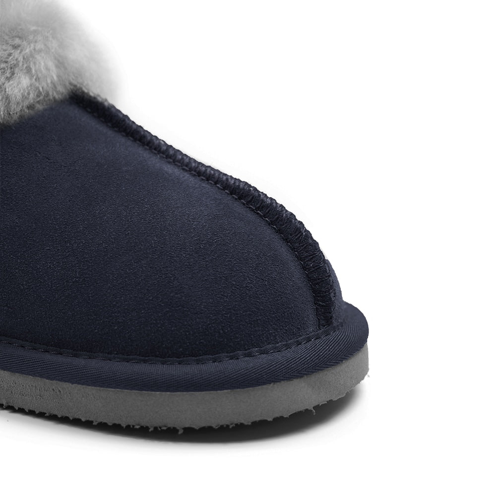 Produktbild 9 - Minfot Fårskinnstofflor Slip-on Duved med sula Blå
