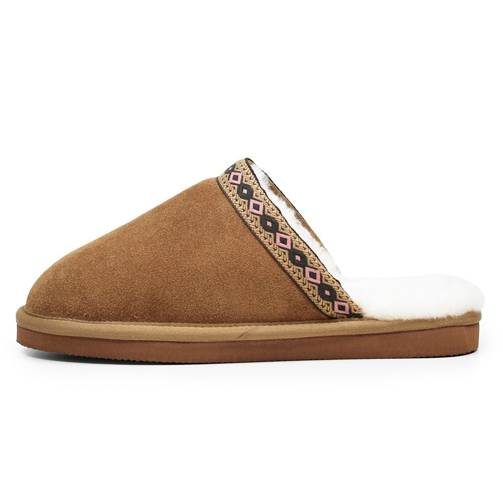 Minfot Fåreskind Hjemmesko Slip-on Myre med Sål Chestnut