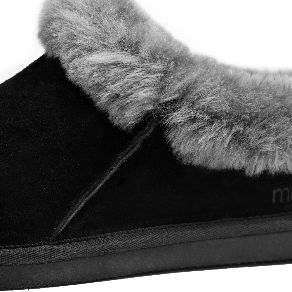 Minfot Hjemmesko Fåreskind Bergen med Sål Sort