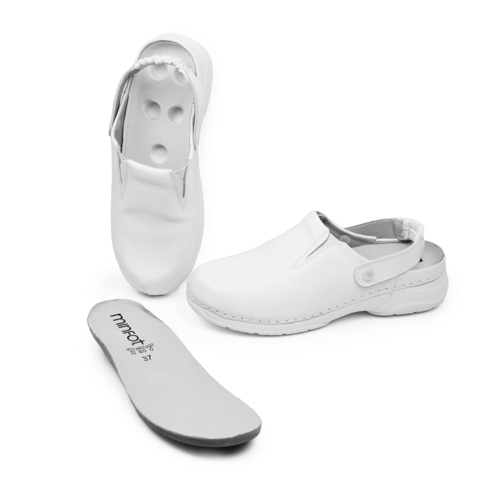 Minfot Arbejdssko Tøffel Blød Hvid
