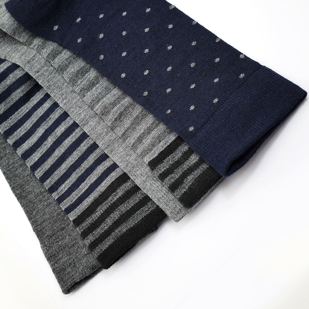Minfot Strømper Merinould Stribet Navy Mix 5-pak