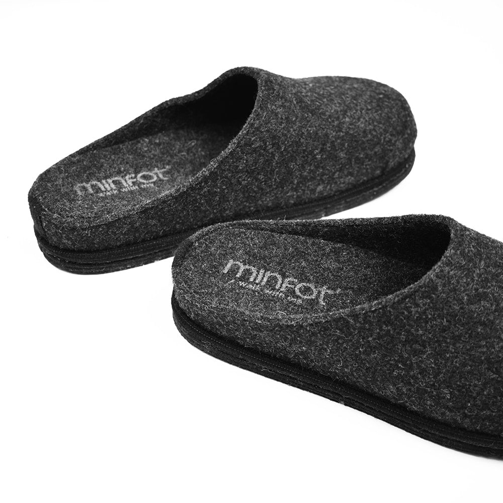 Minfot Hjemmesko Uld Slip-on Viken Uld Antracit