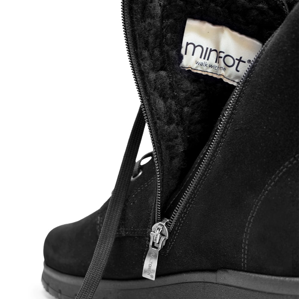 Produktbild 9 - Minfot Aaltonen Vinterkängor Grip+ Zip Kiitos Mocka Ull Svart