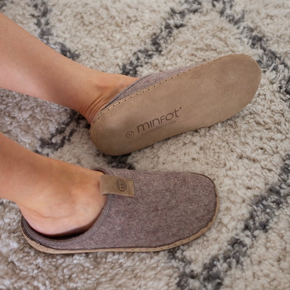 Minfot Cabin Hjemmesko Uld Unisex Brun