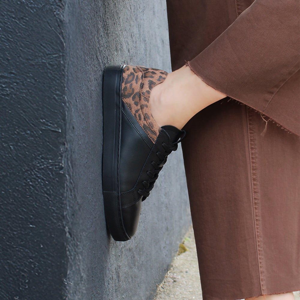 Produktbild 10 - Minfot Comfort Sneakers Skinn Leopard Svart