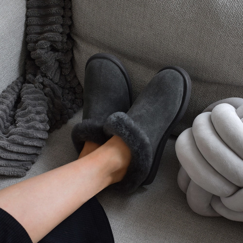 Minfot Fåreskinds Hjemmesko Bergen med Sål Grå