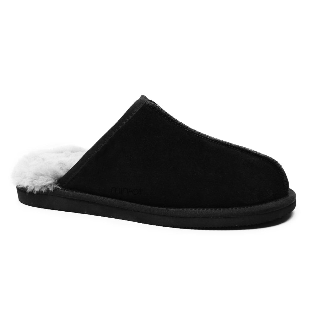 Minfot Fårskinnstofflor Slip-on Orust med sula Svart