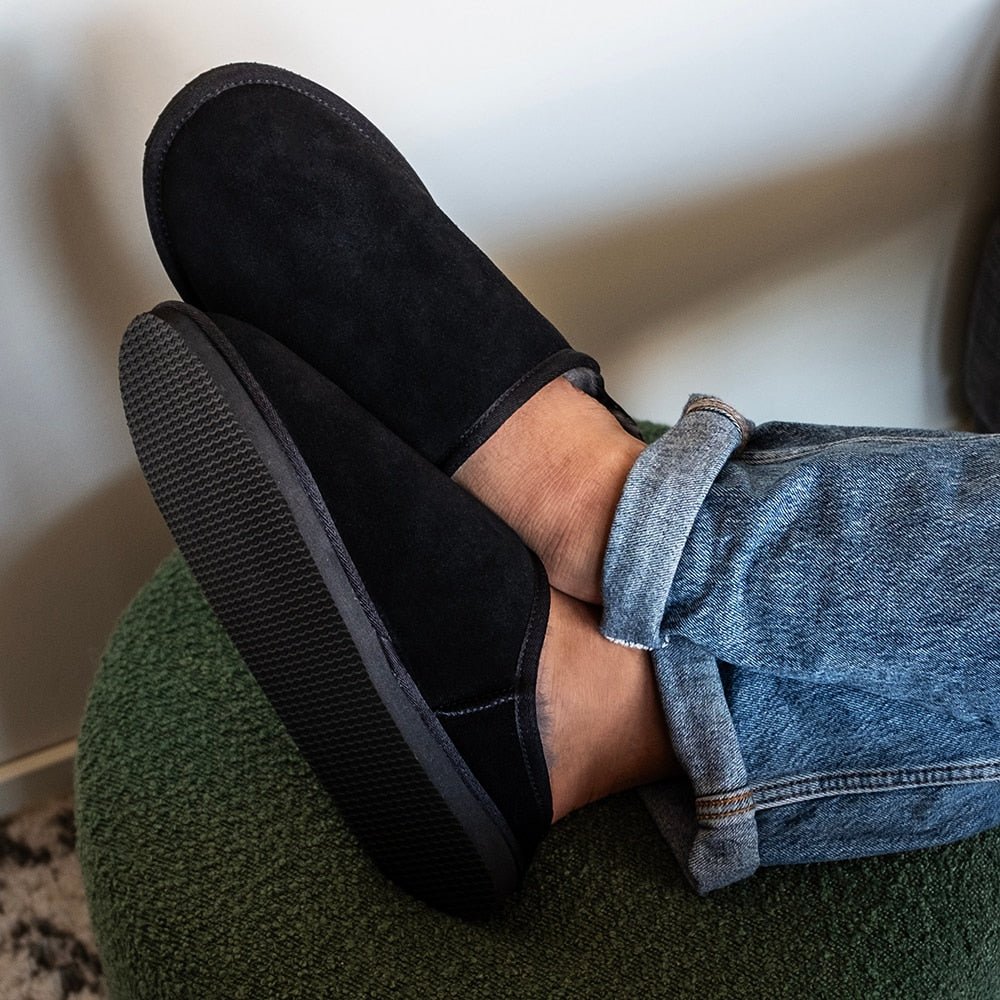 Minfot Hjemmesko Fåreskind Vejle med sål Sort