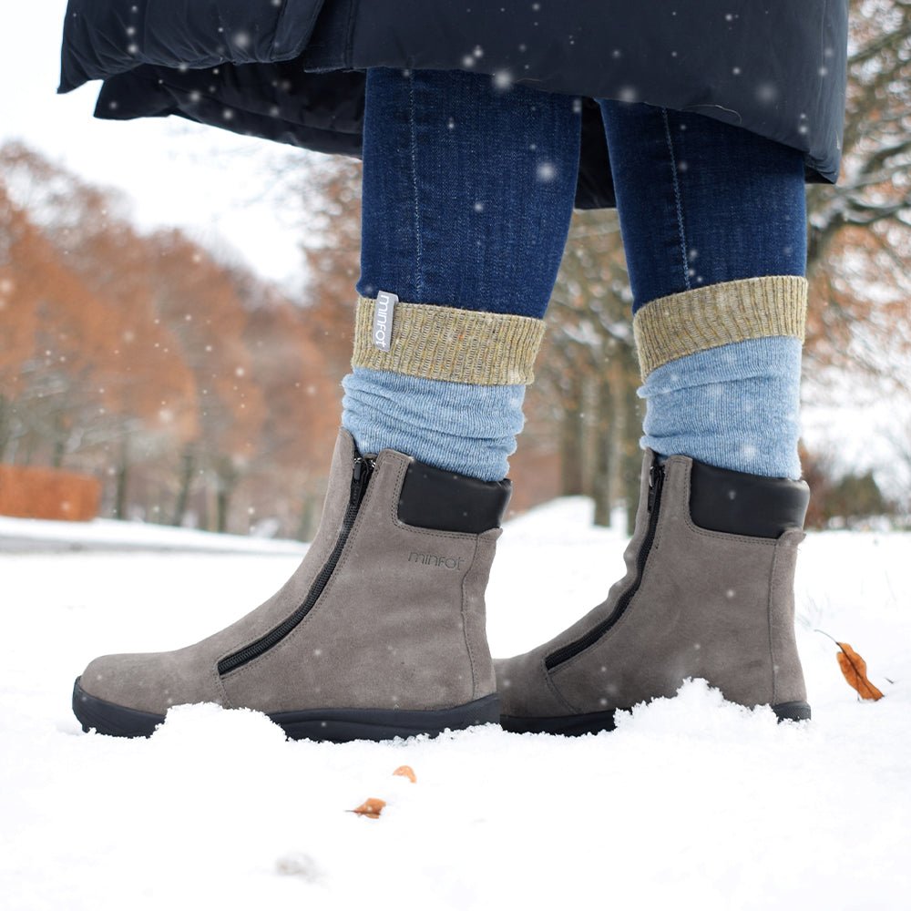 Minfot Pigsko Boden Ruskind Uld Taupe