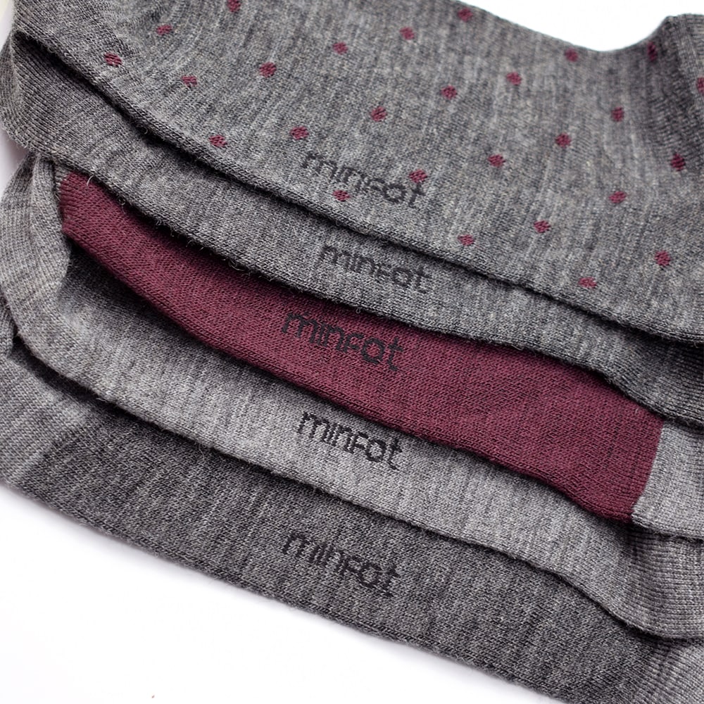 Minfot Strømper Merinould Striped Bordo Mix 5-pak