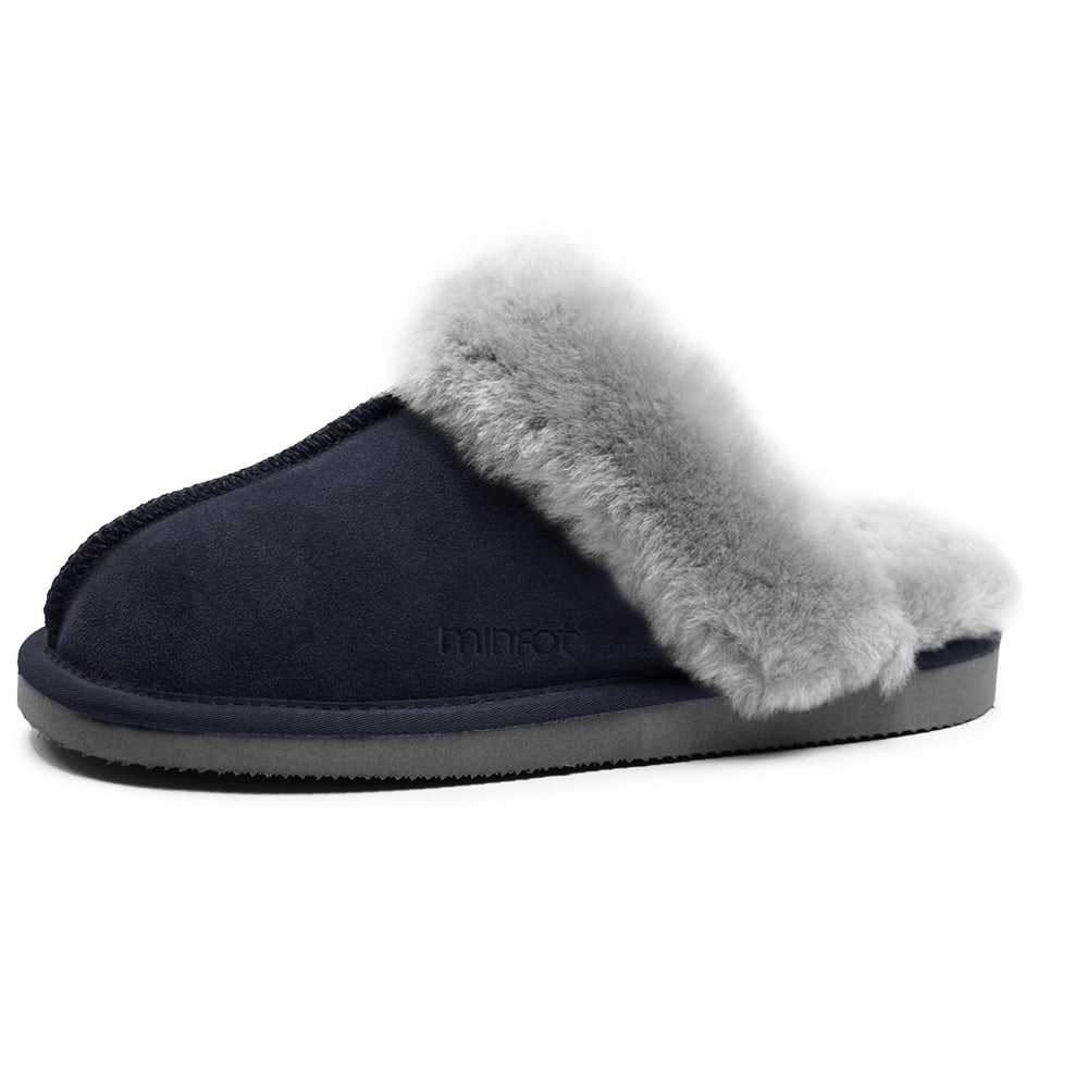 Produktbild 4 - Minfot Fårskinnstofflor Slip-on Duved med sula Blå
