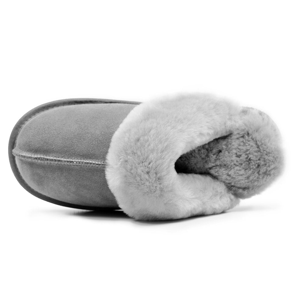 Produktbild 6 - Minfot Fårskinnstofflor Slip-on Duved med sula Ljusgrå