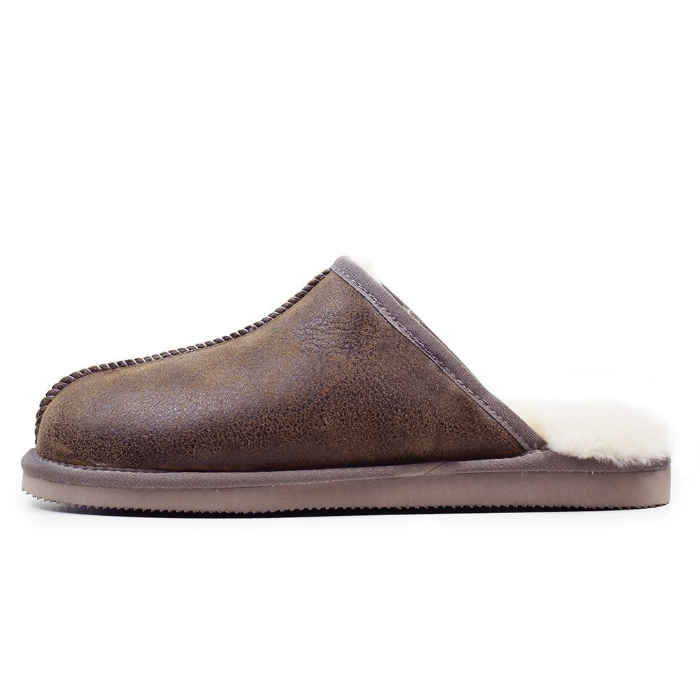 Minfot Hjemmesko Fåreskind Slip-on Orust med sål Waxed Stone