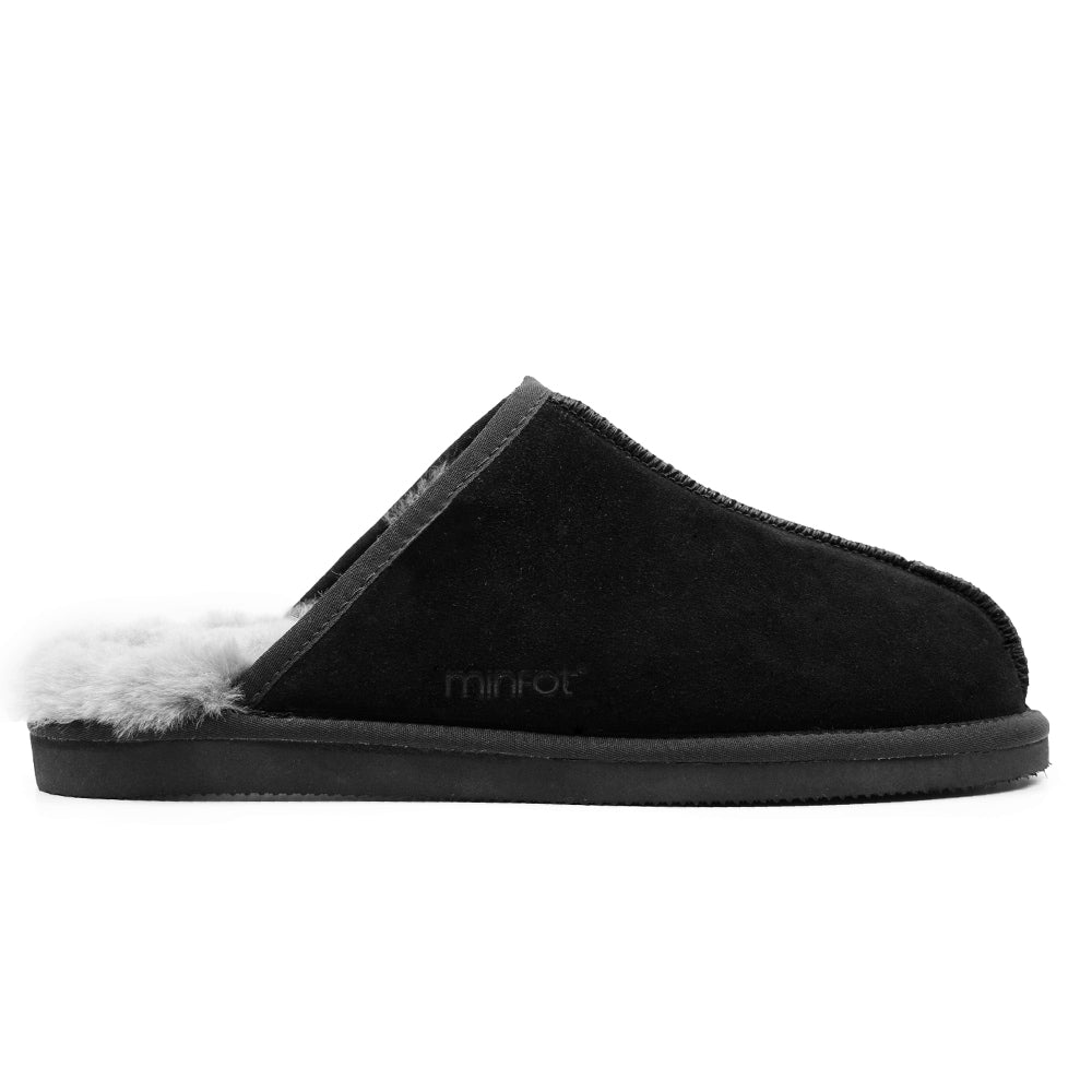 Minfot Hjemmesko Fåreskind Slip-on Orust med sål Sort