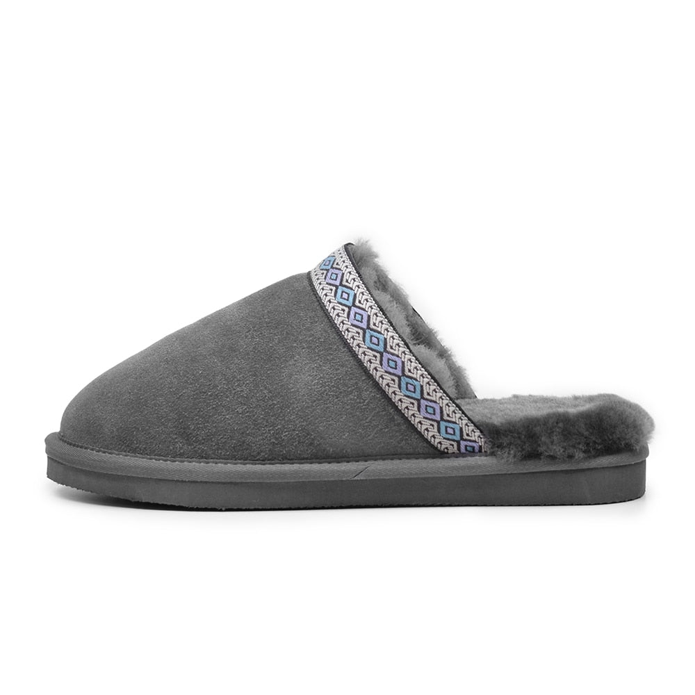 Minfot Fåreskind Hjemmesko Slip-on Myre med Sål Grå