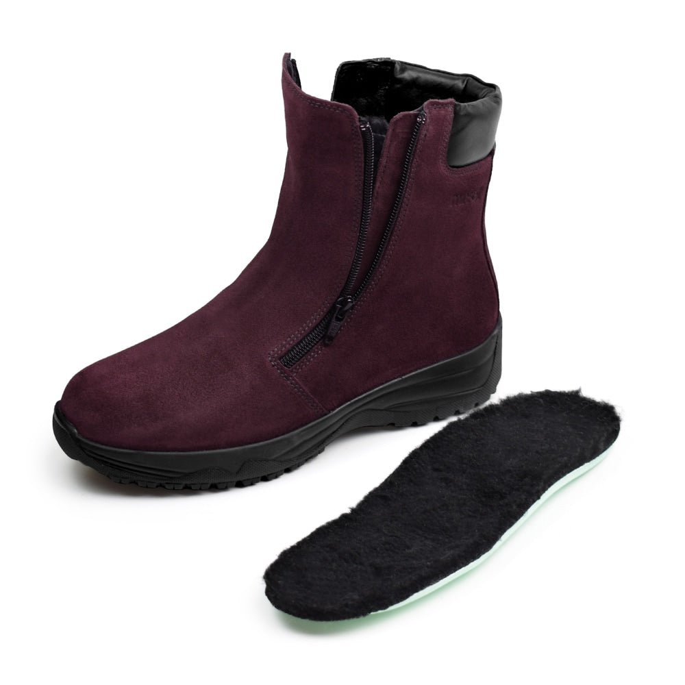 Minfot Pigsko Boden Ruskind Uld Bordeaux