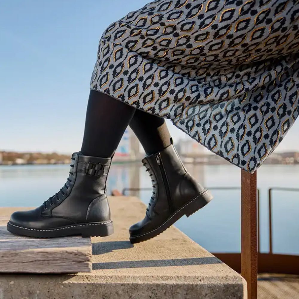 Produktbild 2 - New Feet Annie Boots Snøring Lynlås Sort