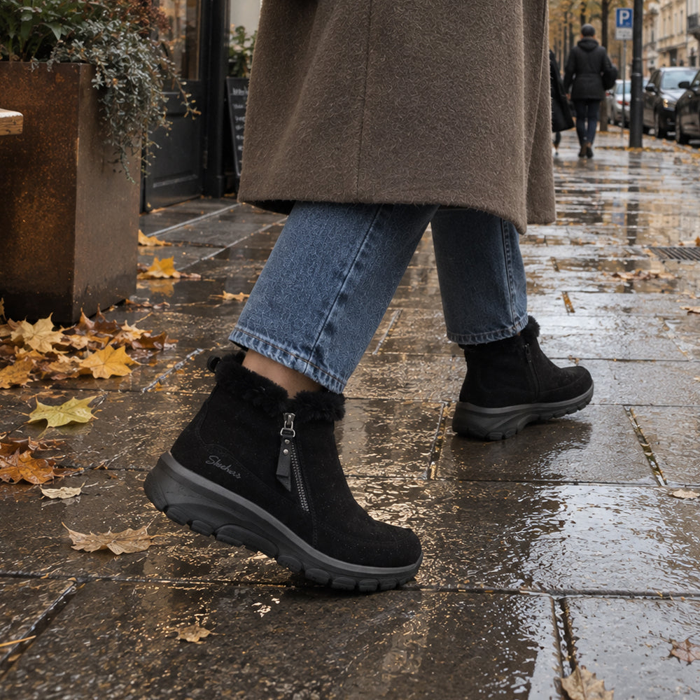 Skechers Easy Going Boots Zip Dame Vandtætte Sort