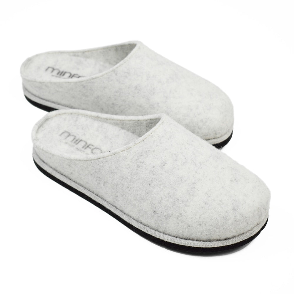 Minfot Hjemmesko Uld Slip-on Viken Uld Lysegrå