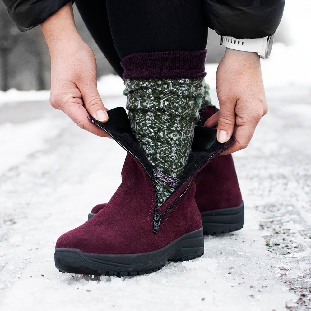 Minfot Pigsko Boden Ruskind Uld Bordeaux