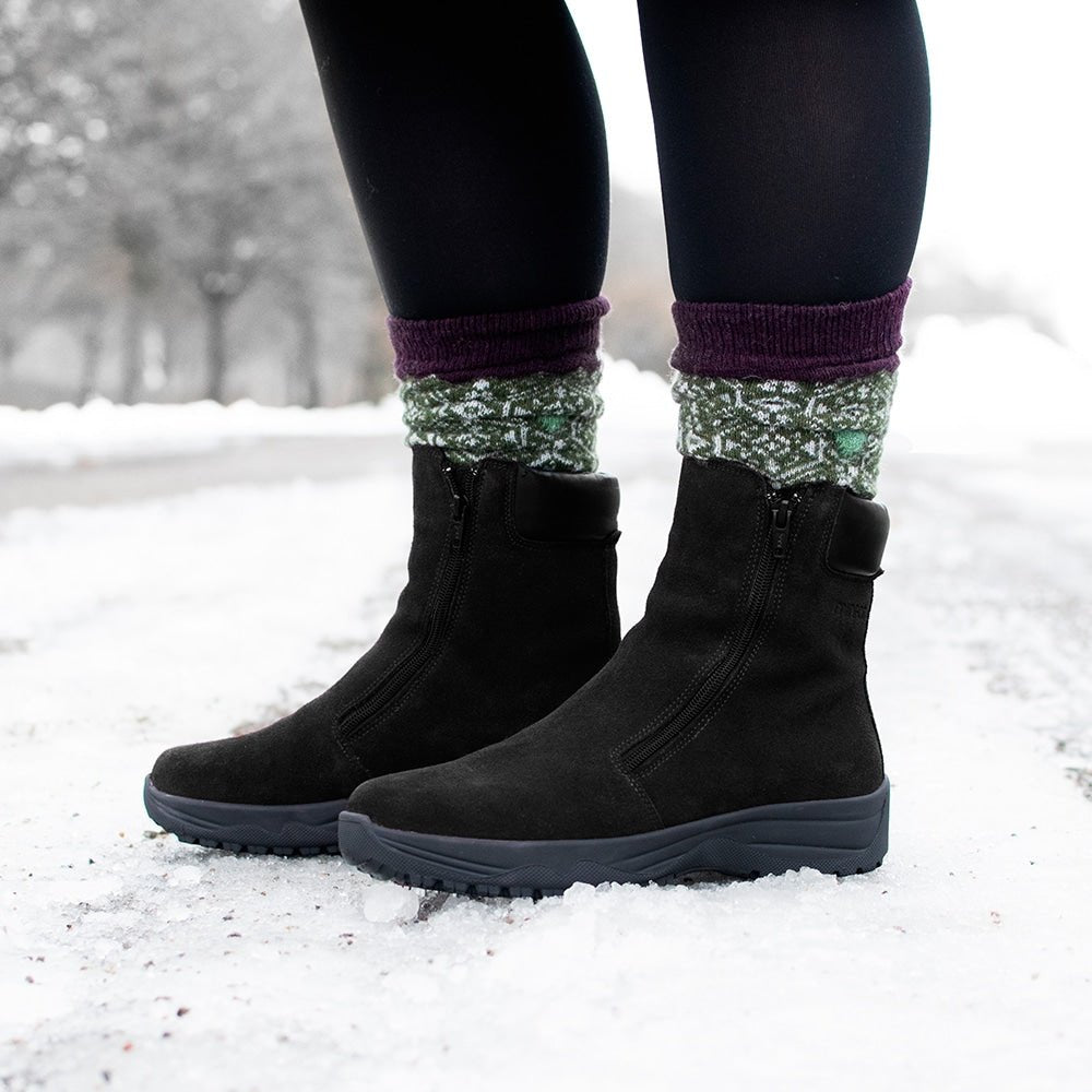 Minfot Pigsko Boden Ruskind Uld Sort