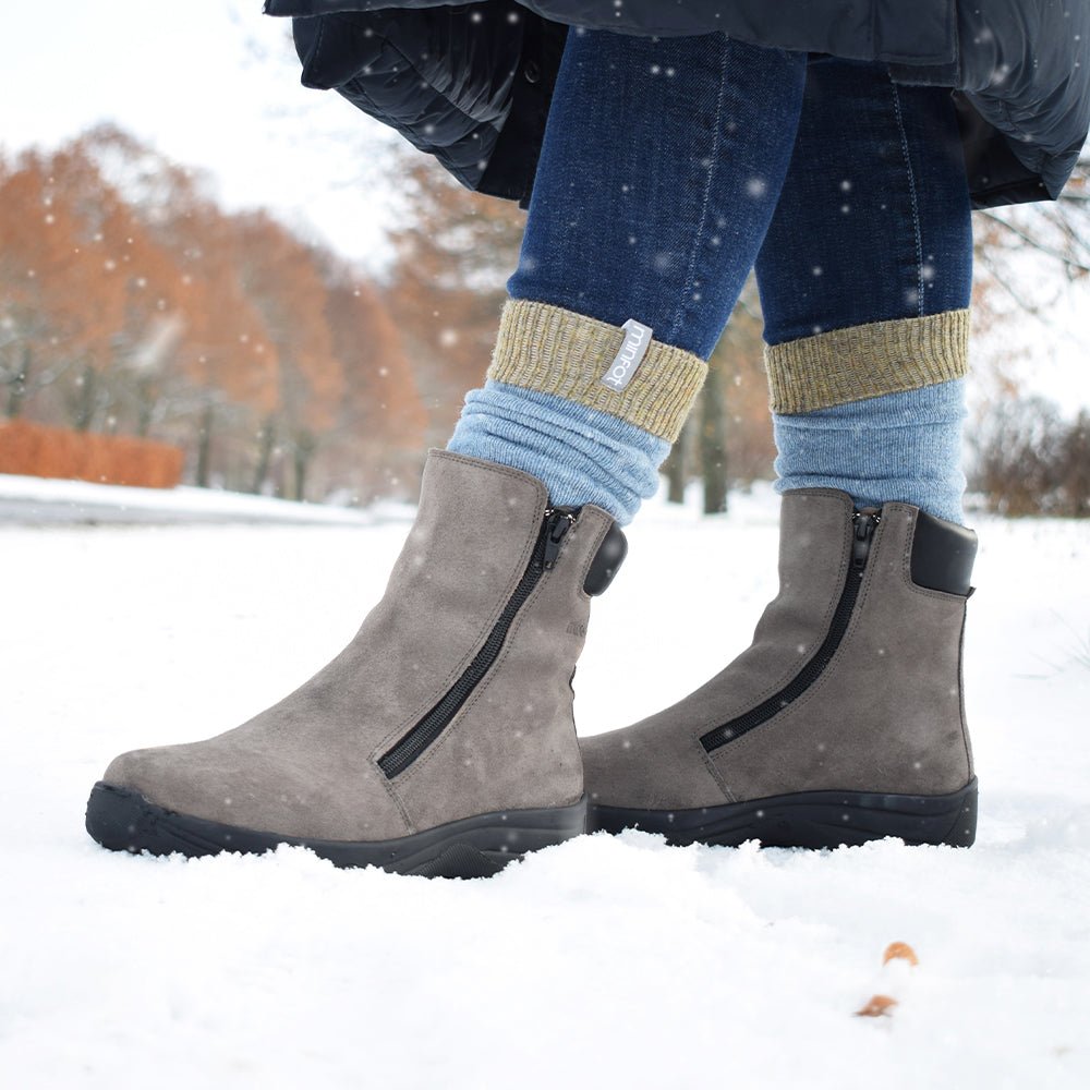 Minfot Pigsko Boden Ruskind Uld Taupe