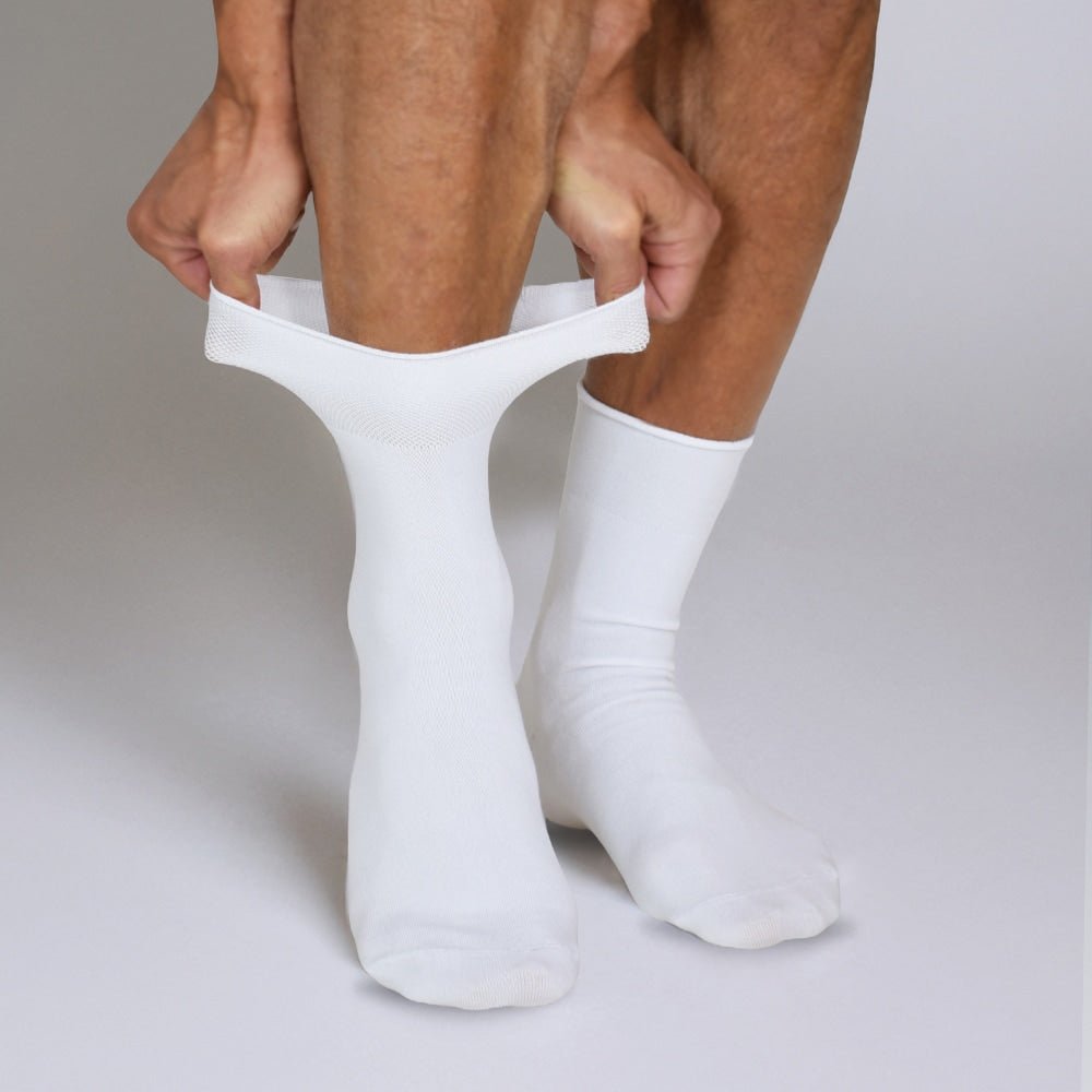 vita-herrstrumppor-med-mjuk-resar-Minfot-Sensitive-Bambu-5-pack