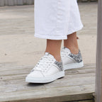 Minfot Comfort Sneakers Dame Skinn Leopard Hvid