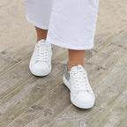Minfot Comfort Sneakers Dame Skinn Leopard Hvid